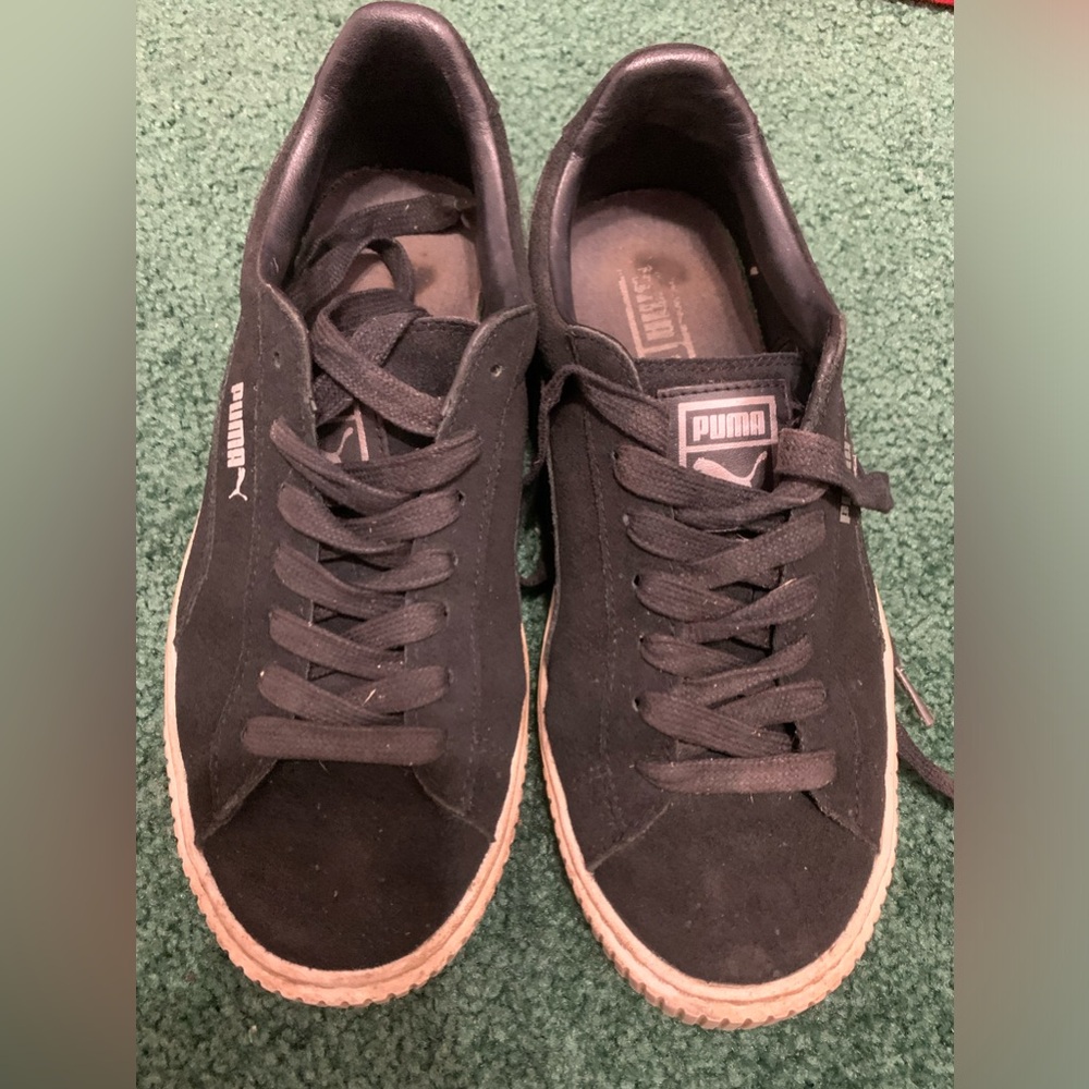 Puma suede black platform shoes 7
